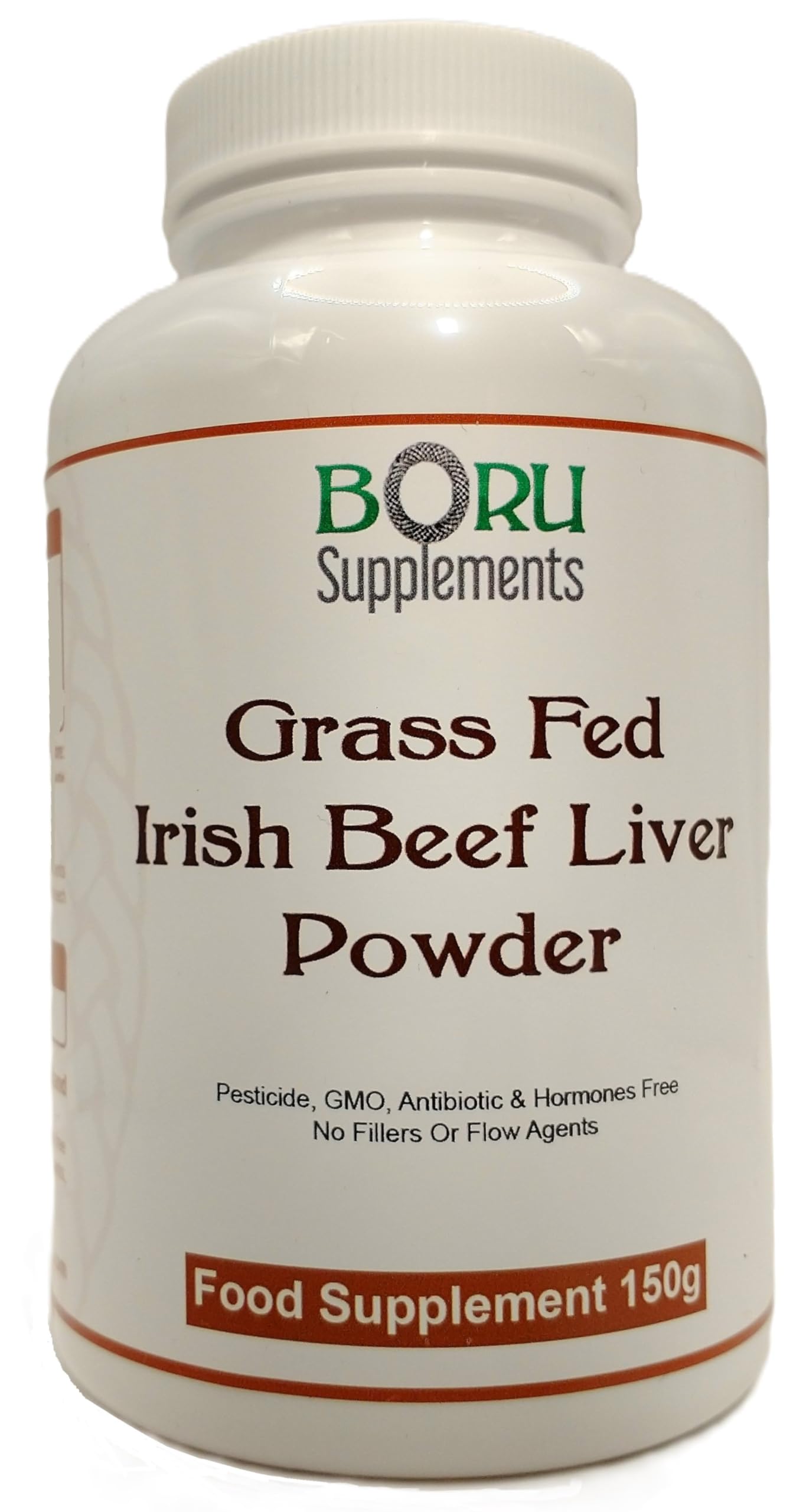 Boru Supplements Boru Grass Fed Irish Beef Liver Powder Undefatted 150 grams No additives (not capsules)