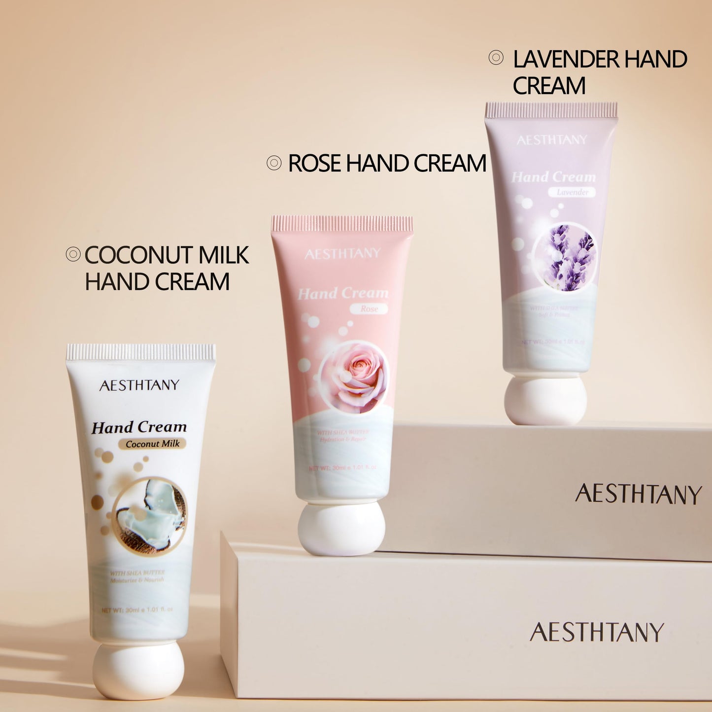 OKADY O'KADY Travel-Sized Hand Cream Gift Set, 3 Pack Moisturizing Formula with Shea Butter & Vitamin E, Lightweight Non-Greasy Fast Absorption, for Women & Men, Valentines Day Gifts
