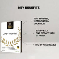 Healthspan Elite Zinc & Vitamin C (6 months’ supply) | 15mg Zinc & 80mg Vitamin C to support your immune health | All Blacks Official Partner | Easy swallow tablets | Informed Sport Accredited | Vegan