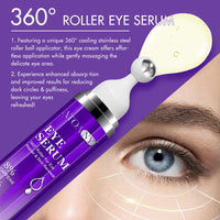 CiAIplw Eye Serum with 8% Caffeine 8% Retinol Hyaluronic Acid Niacinamide Peptides for Puffy Eye Bags Dark Circles Wrinkles and Fine Lines, Anti Aging, Under Eye Cream with 360° Eye Roller Massage Ball, 15ml