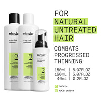 NIOXIN Nioxin Scalp + Hair Thickening System 2 Kit - Hair Thickening System for Natural Hair with Progressed Thinning - Shampoo, Conditioner & Scalp Treatment (150+150+40ml)