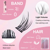EMEDA Manga Lash Clusters Kit, Individual Lashes Wispy & Natural Cluster Lashes with Bond and Seal Tweezers, Soft Thin Band Anime False Eyelashes 10mm - 13mm Mix (flower)