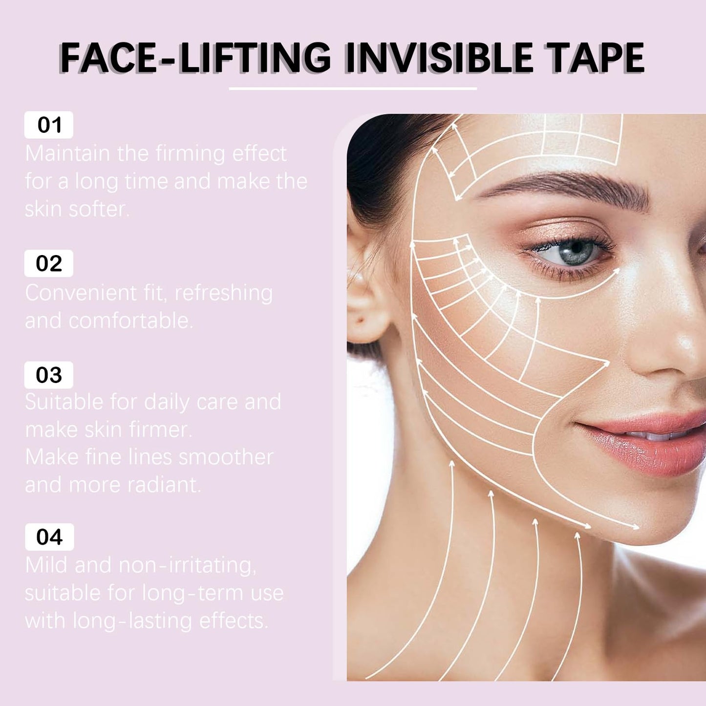 NatrLuxe 40 Pcs Invisible Face Lift Tape - Instant Makeup Tool & Waterproof For Wrinkles, Anti-Wrinkle Patches For An Instant Face Lift Tapes For Lifting Sagging Skin