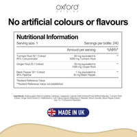 Oxford Origins Advanced Turmeric and Black Pepper Capsules Made in the UK | ONE per Day Turmeric Supplement with Ginger & Black Pepper | High Absorption Tumeric Supplement Joints Care (240 Count)