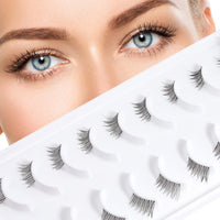 EMEDA 10 Pairs Transparent Strip Half Lashes - Accent False Eyelashes for Natural, Wispy, Cat Eye Look
