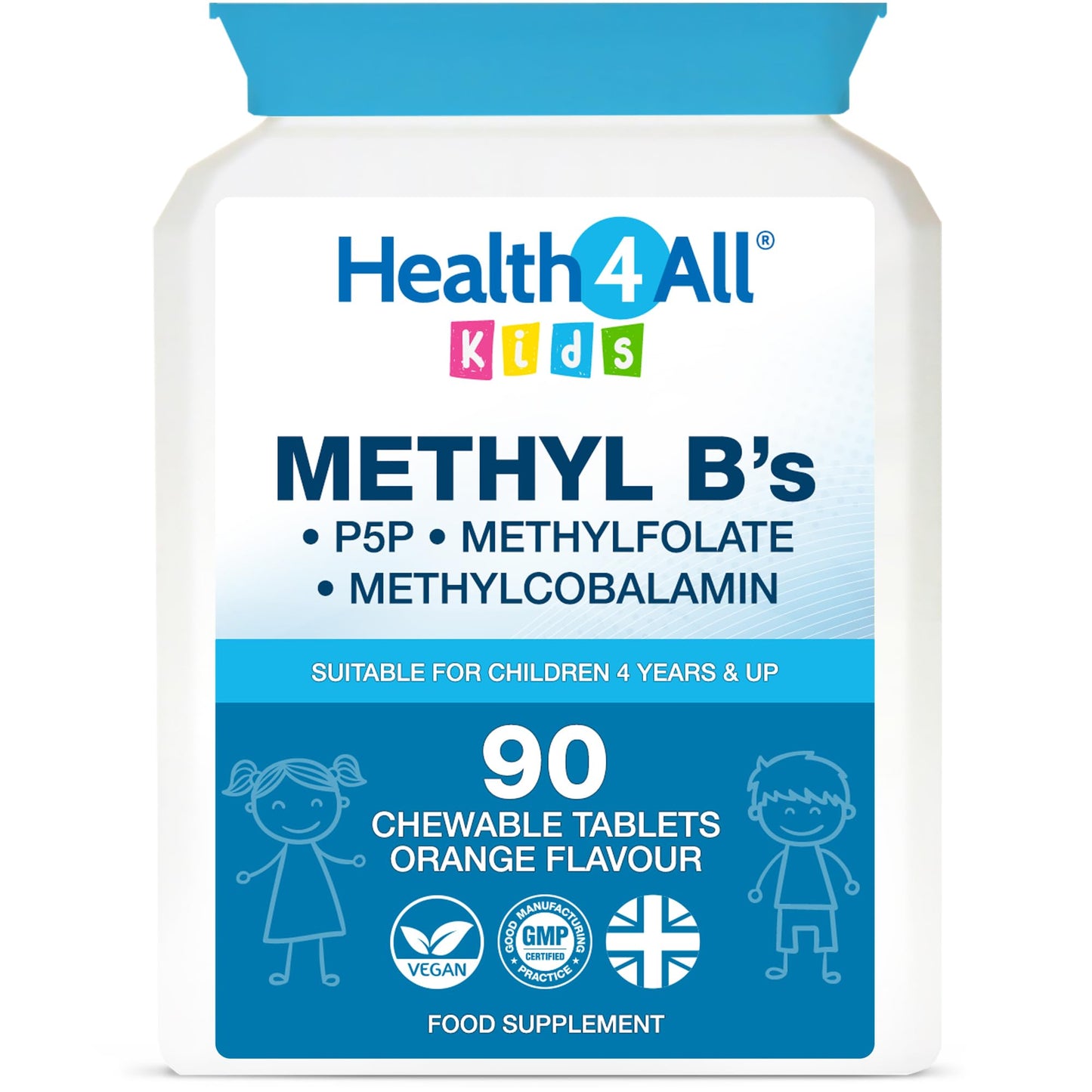 Health4All Kids Methyl B's 90 Chewable Tablets, Stress & Mood Support for Children 4+