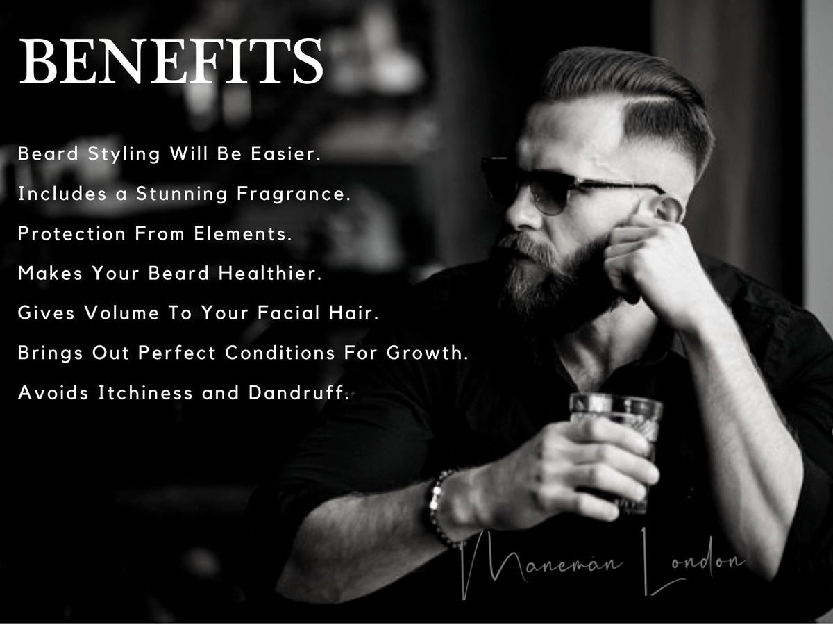 Maneman London Cedar Beard Balm For Men - Natural Beard Thickener & Beard Softener For Men - Beard Conditioner for Men Enriched with Shea Butter & Argan Oil - 60g (Cedar)