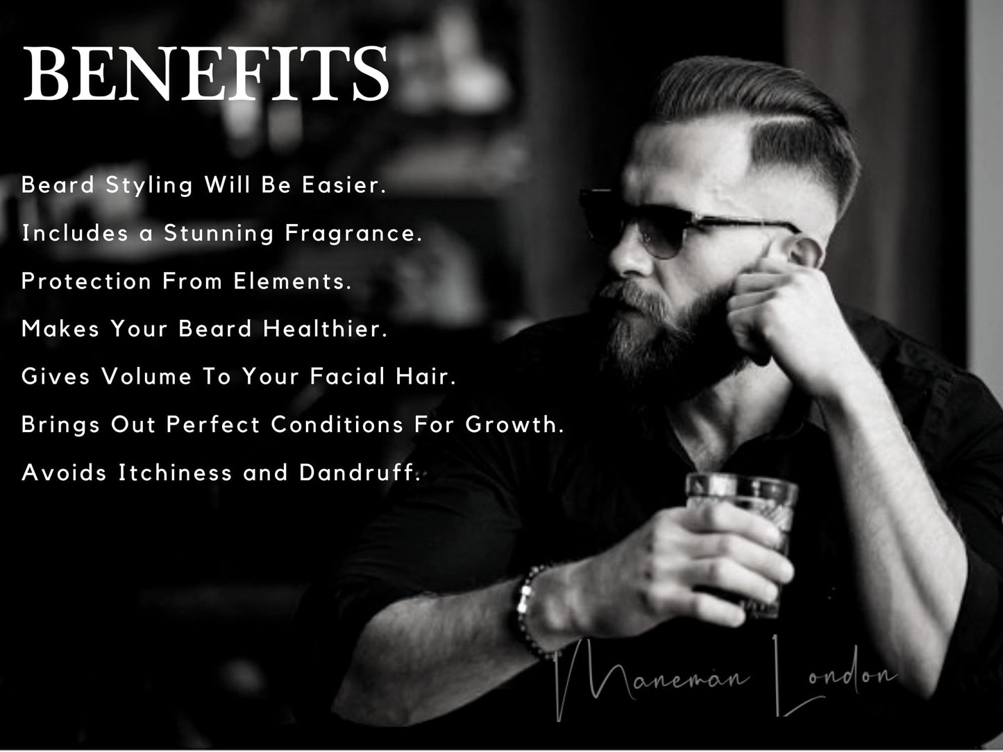 Maneman London Vanilla Beard Balm For Men - Natural Beard Thickener & Beard Softener For Men - Beard Conditioner for Men Enriched with Shea Butter & Argan Oil - 60g (Vanilla)