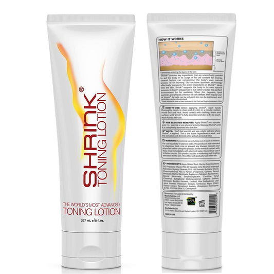Shrink Toning Lotion - Heat Activated Cellulite Cream and Firming Body Lotion for Loose Skin - Firming Body Cream for Stomach, Tummy, and Body - with Caffeine, Vitamin E, Skin Tightening Cream Body, and Body Firming Cream (8oz Tube)