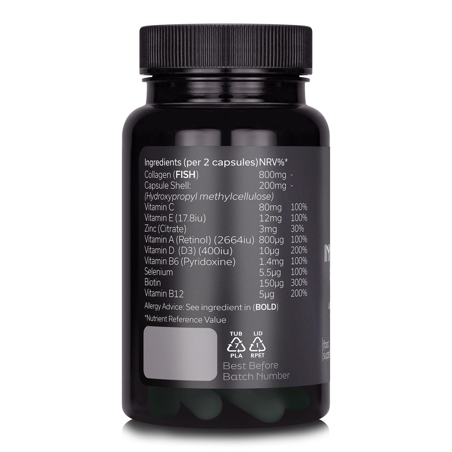 Vitaroots Inner Beauty Vitamins, with Marine Collagen, Retinol and Biotin