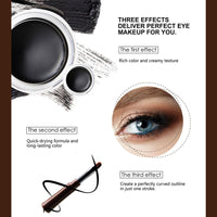 Mikloven Eyeliner Pot - High Matte Cream Gel Eyeliner in Black & Brown: Long-Lasting Waterproof Smudge-Proof Gel Formula with Fine Tip Brush, Ideal for Precise Lines, Mature Skin and All-Day Wear
