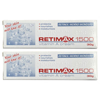RETIMAX 1500 Vitamin A Cream, Protects, Nourishes, moisturises, Anit-Ageing, Retinol, Pack of 2 x 30g