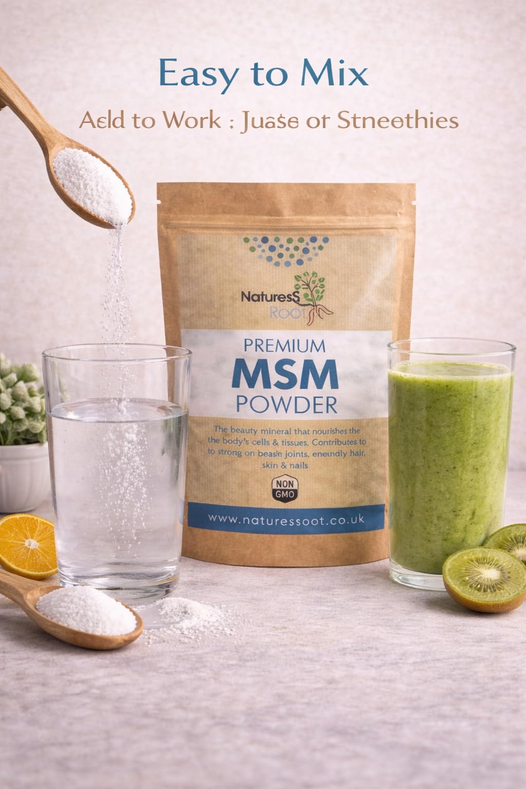 Natures Root Nature’s Root MSM Powder 500g – Premium Plant-Based Sulphur – Pure Methylsulfonylmethane – No Additives – for Hair Skin Nails & Joints