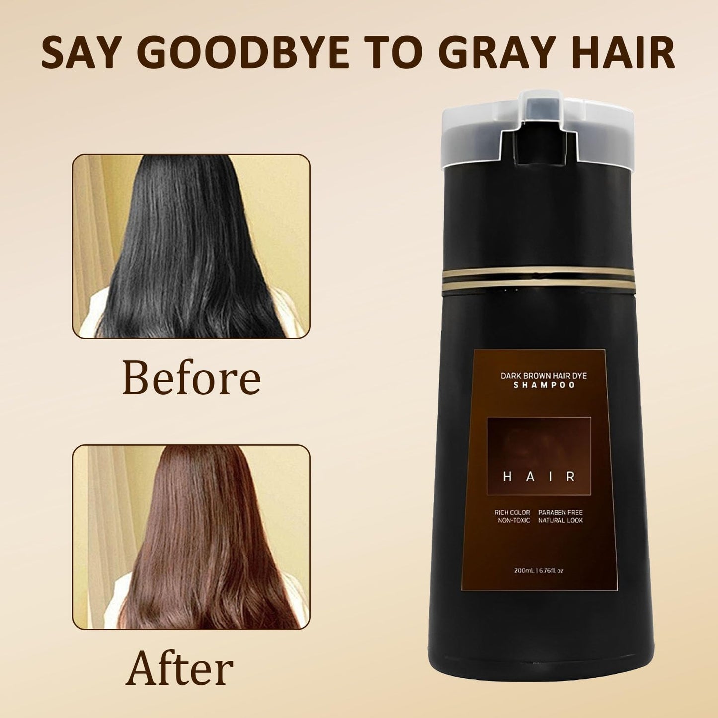 LINXINS Nova Hair Dye Shampoo, NovaHair Instant Dye Shampoo for Men & Women, Natural Hair Color Shampoo for Hair Dyeing Nourishing Hair Growth - Dark Brown