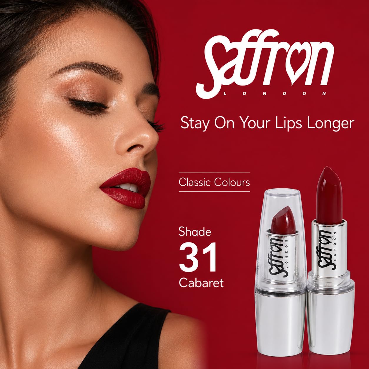 Saffron LONDON Saffron - 0134 Lipstick "Stay on Your Lips Longer" (Colour 31 Cabaret)