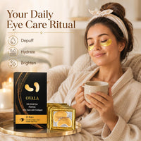 OVALA 21 Pairs Gold Eye Mask Collagen Eye Gel Pads Under Eye Mask for Puffiness and Dark Circle Under Eye Patches for Women and Men, 24k Gold (21 Pairs Boxed)