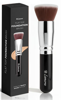 Lamora Foundation Brush Kabuki Flat Top - Perfect For Blending Liquid Make Up, Cream or Flawless Powder Cosmetics - Buffing, Stippling, Concealer - Premium Quality Synthetic Dense Bristles