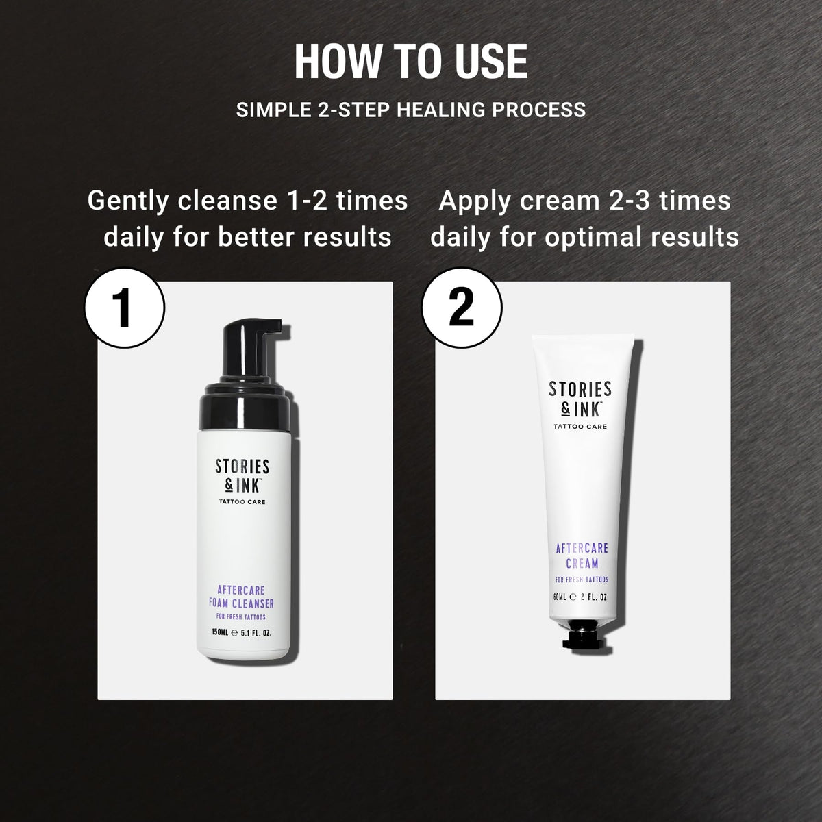 Stories & Ink Tattoo Care Stories & Ink Tattoo Aftercare Duo - 2-Step Routine for Fresh Tattoos, Contains: Cream & Foam Cleanser