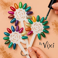By Vixi Flower Nail Swatch Holder – 120 Fan Tips on Metal Ring | Premium Nail Colour Display for Gel, Acrylic & Polish – Rotating 360° Salon Organizer