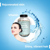 Omnia Marine Collagen Capsules 2400mg - High Potency Skin, Hair & Nail Health Formula for Women & Men - with Type I Collagen, Hyaluronic Acid & Vitamin C - 120 Capsules - UK Made
