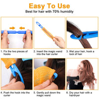 URAQT Hair Rollers for Long Hair, 24Pcs 50cm Hair Curlers No Heat Spiral Curls, Wave Hair Curlers Styling Kit with Styling Hooks for Women Girl, Healthy DIY Hairstyle