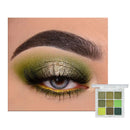 LYNTYAOU 9 Colour Eyeshadow Palette, Shimmer Matte Eye Shadow Smooth Pigmented Shimmering Cool Make-Up Palettes, Green Yellow Waterproof Longlasting Party Makeup Eye Shadow Pallets for Women