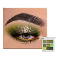 LYNTYAOU 9 Colour Eyeshadow Palette, Shimmer Matte Eye Shadow Smooth Pigmented Shimmering Cool Make-Up Palettes, Green Yellow Waterproof Longlasting Party Makeup Eye Shadow Pallets for Women