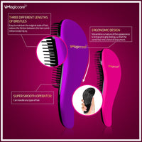 VMAGIC CARE Detangling Hairbrush - glide the Detangler Hairbrush through Tangled hair Best Brush Comb for Women, Girls, Men & Boys - Use in Wet and Dry Hair (Purple Big + Rose Red Small)