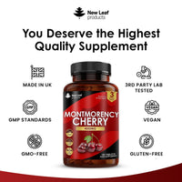 Montmorency Cherry 4000mg - 180 Tablets High Strength Concentrate - Natural Tart Cherry Vegan Supplements (not Capsules or Powder) - Non-GMO, 3 Months Supply - (2 per serving) Made in The UK