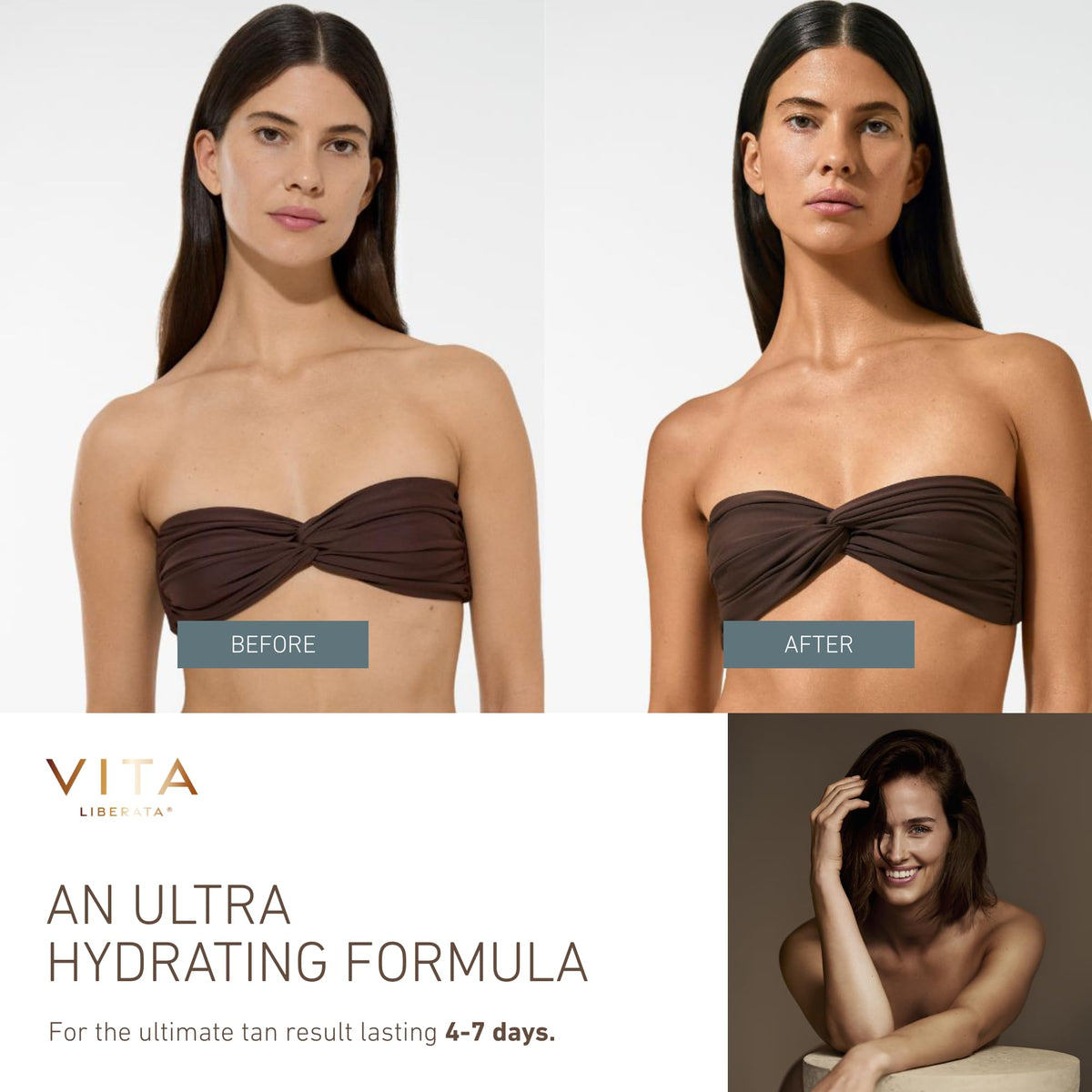 VITA LIBERATA Tinted Tan Lotion Dark 200ml & Mitt Bundle, Hydrating Tanning Lotion, Sun-Kissed Tan, Designed for Face & Body Use, Tinted, Lasting Tan, Streak Free Blend