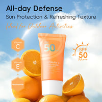 LAIKOU Vitamin C Face Sunscreen SPF50 PA++++, Daily Face & Body Sun Cream with Niacinamide & Shea Butter, UVA/UVB Protection, Lightweight, Non-Greasy Moisturiser for All Skin Types, 50g (Pack of 2)