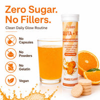 Ayaani Glow Orange Glutathione Beauty Drink | 1000mg Gluta + C with Glutathione 500mg + Vitamin C 500mg | Skin Glow, Brightening, Radiance & Even Tone | Zero Sugar, No Fillers | 20 Tablets