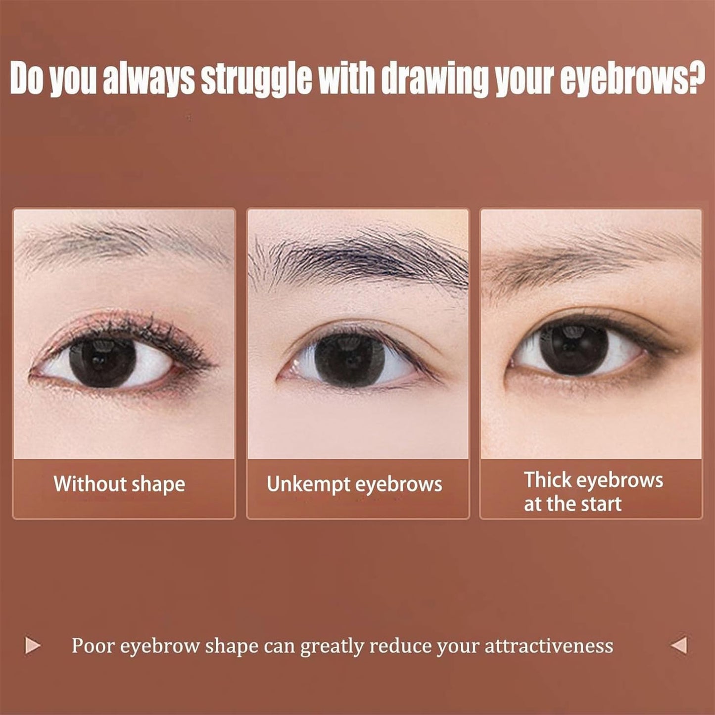 FresFresi 2in1 Eyebrow Powder Kit with Palette, Pencil, Pomade & Tint - Medium Brown & Dark Brown Shades for Dye, Touch Ups & Contouring of Brows, Hairline & Face