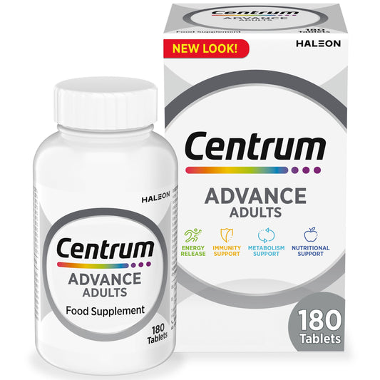 Centrum Advance Multivitamin Tablets for Men and Women, Vitamins with 24 Essential Nutrients, including Vitamin C, D and Zinc, 180 ct (Packaging and Tablet colour may vary slightly)