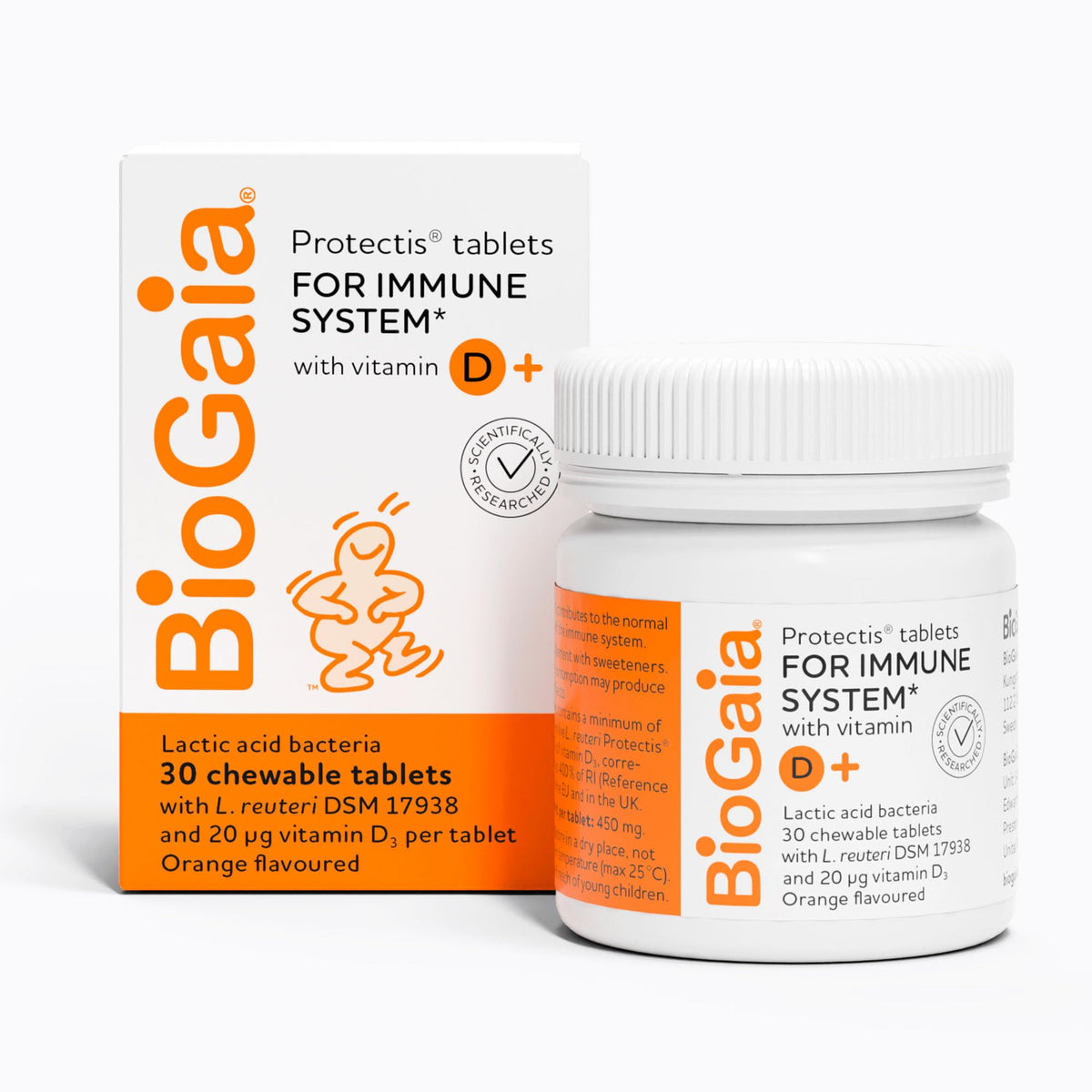 BioGaia BIOGAIA Protectis Probiotic Tablets with Vitamin D3, Orange Flavoured, 30 Tablets