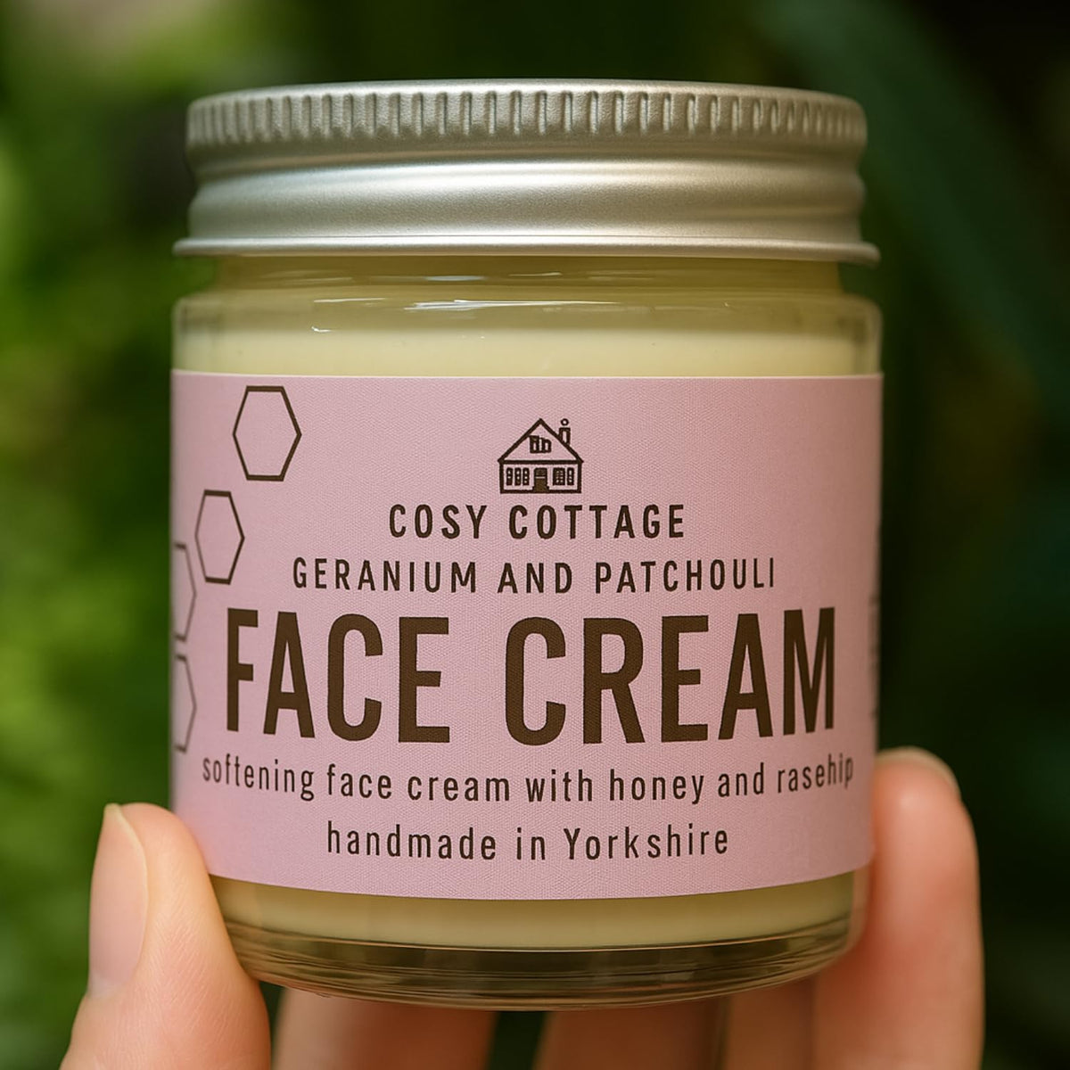 Cosy Cottage Soap Cosy Cottage Honey and Rosehip Oil Natural Face Cream 60ml | Geranium and Patchouli Essential Oils | Smooth Rich Texture | 100% Natural | Palm Oil Free | Vegan Friendly
