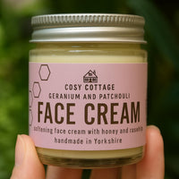 Cosy Cottage Soap Cosy Cottage Honey and Rosehip Oil Natural Face Cream 60ml | Geranium and Patchouli Essential Oils | Smooth Rich Texture | 100% Natural | Palm Oil Free | Vegan Friendly
