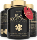 SuperSelf Gentle Iron Tablets 17mg - High Strength Iron Supplements for Women & Men with Vitamin C - Ferrous Bisglycinate for High Absorption - 60 Vegan Capsules - Energy Tablets for Tiredness and Fatigue