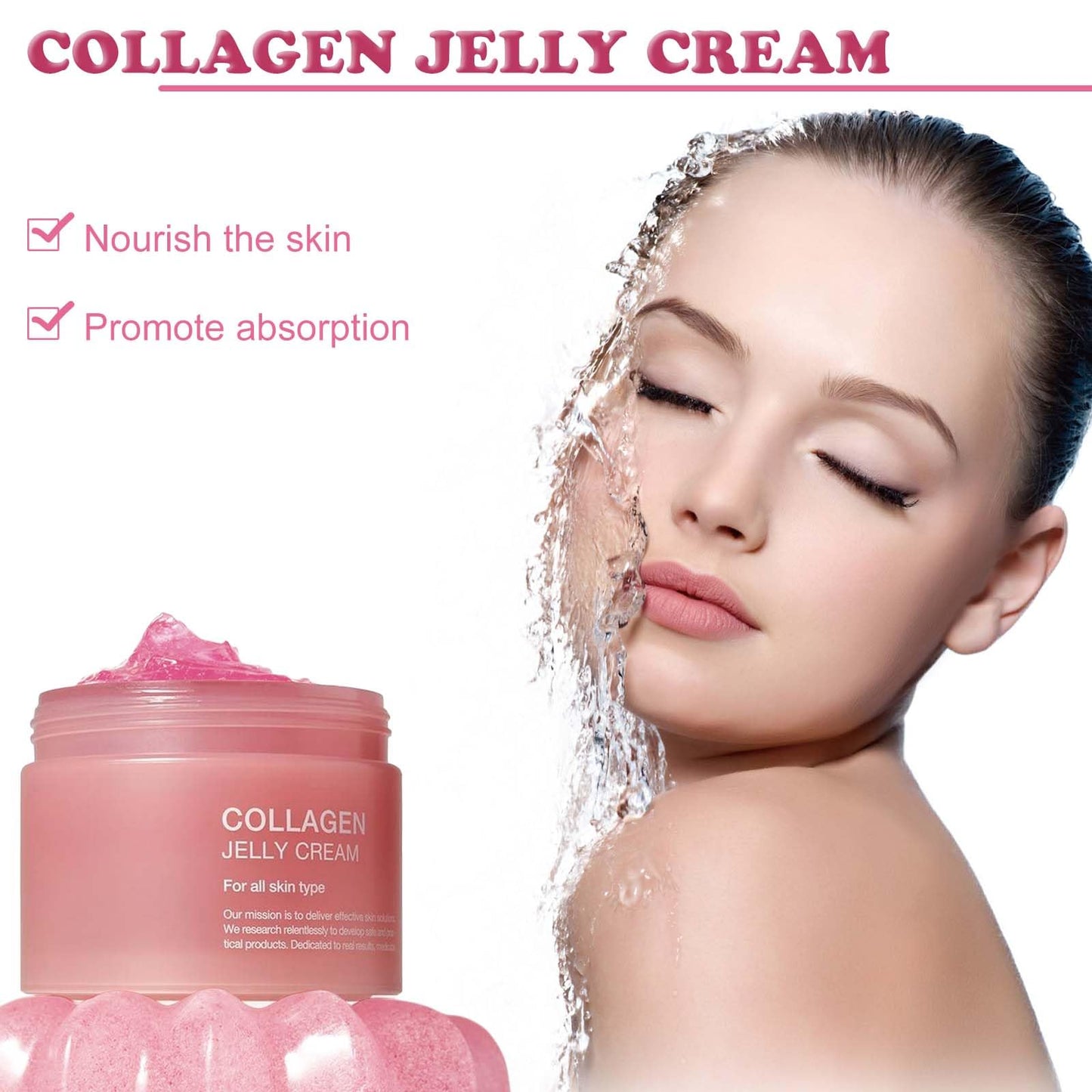 Belligern Collagen Jelly Cream,Collagen Gel Face with Hydrolyzed Protein,Collagen Jelly Face Serum,Reduces Pigmentation,Deeply Moisturizes,Suitable for All Skin Types (110ml)