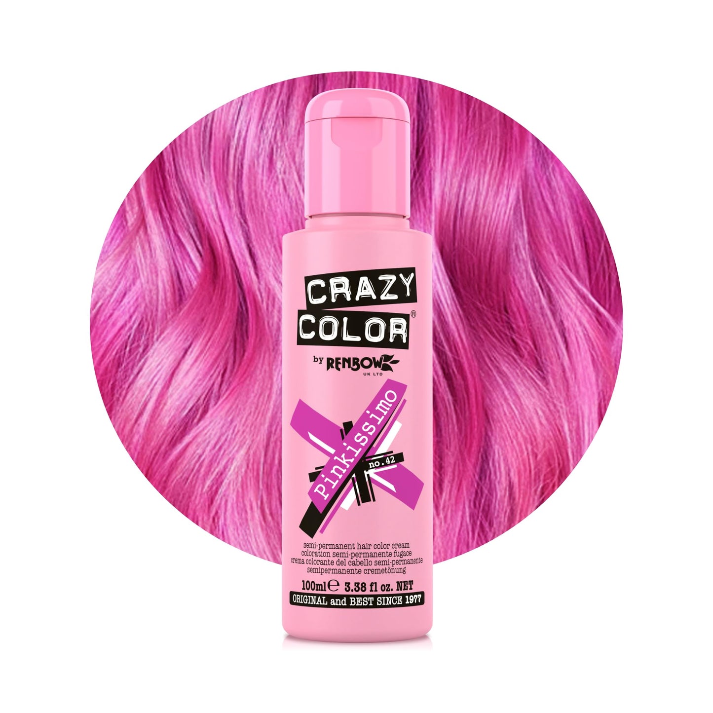 Crazy Color Vibrant Pinkissimo Semi-Permanent Hair Dye. Highly Pigmented Magenta Conditioning & Oil Nourishing Vegan Formula | No Bleach or Ammonia | 100ml