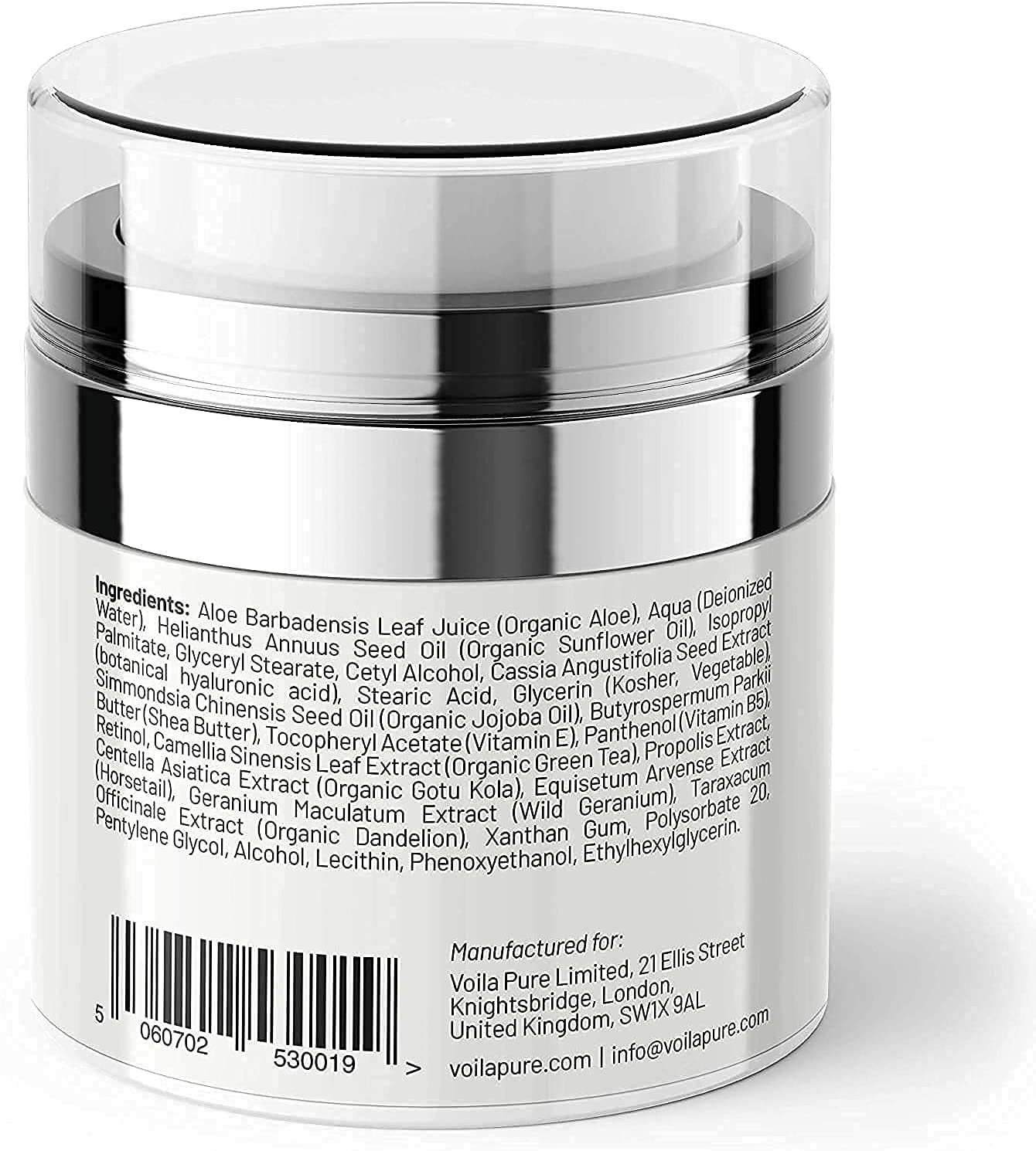 Voila Pure - RETINOL CREAM - Moisturizer - For Face & Neck - 2.5% Slow Release Retinol - Infused With Hyaluronic Acid & Vitamin E - Use Day & Night For Best Anti-Ageing & Acne Results - 1.7fl Oz