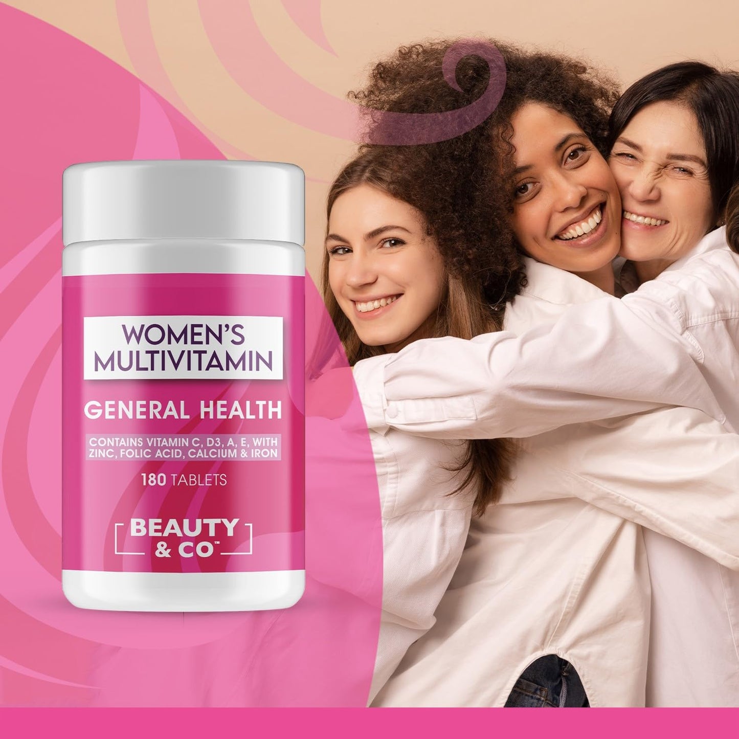 Women's Multivitamin Tablets, Beauty & Co. 180 Tub, Contains 23 Vitamins and Essential Minerals