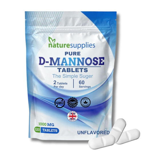 naturesupplies D Mannose Tablets 1000mg - 120 Pack Dmannose Tablets - (Not D Mannose Capsules or Powder) - Suitable for Vegetarians and Vegans - High Strength D-Mannose Supplement from Naturesupplies