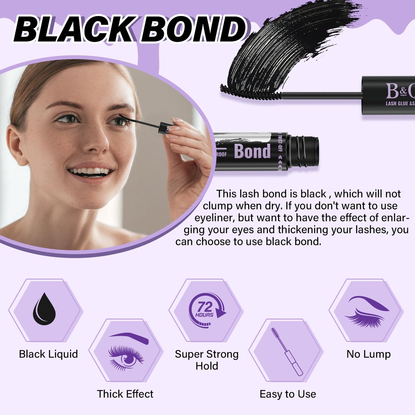 B&Qaugen Lash Bond and Seal Waterproof 10ML Eyelash Bond and Seal Lash Glue for Lash Clusters Black Lash Glue and Bond Super Strong Lash Extension Bond and Seal Long Lasting Bond and Lock 72 Hours(NewST-HEI)