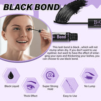B&Qaugen Lash Bond and Seal Waterproof 10ML Eyelash Bond and Seal Lash Glue for Lash Clusters Black Lash Glue and Bond Super Strong Lash Extension Bond and Seal Long Lasting Bond and Lock 72 Hours(NewST-HEI)