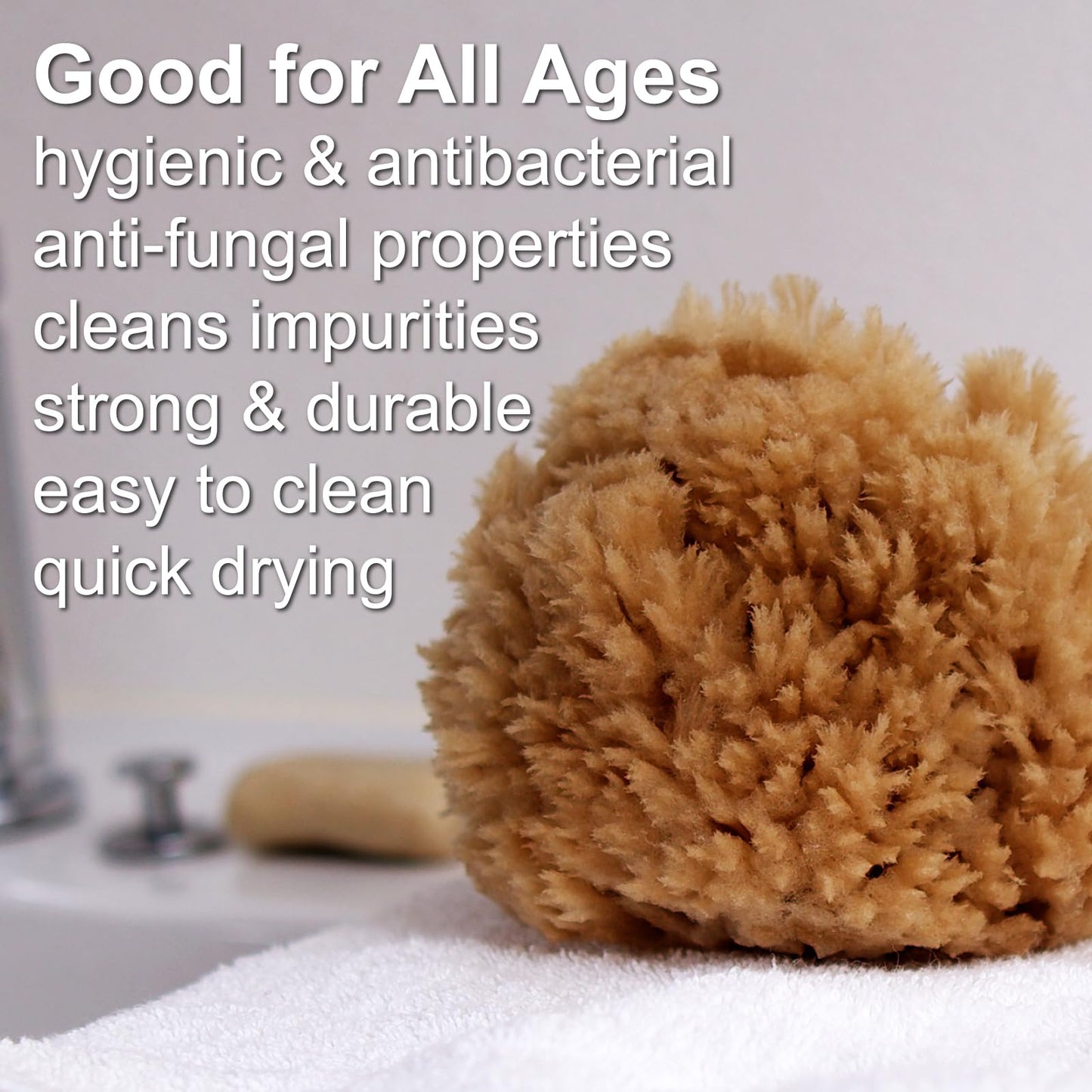 Yogaesse YOGAESSE Exfoliating Natural Sea Sponge, Wool 11–13cm, Unbleached – Premium Bath Sponge for Foamy Soap Lather & Gentle Shower Massage, Soft as a Cloud, Strong & Durable, Harvested in Greece
