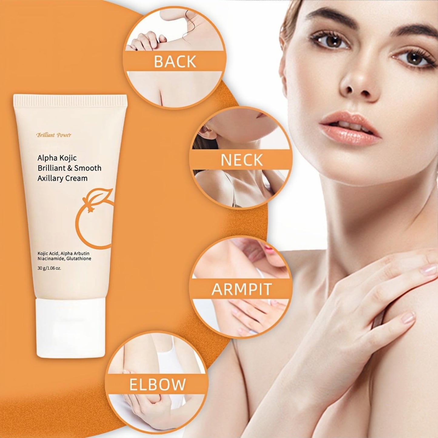 SEMECOMER Kojic Acid Underarm Whitening Cream, Skin Lightening Cream, Armpit Whitening Creams， Skin Bleaching for Armpits, Knees, Inner Thighs, Bikini, Intimate Areas, Reduces Odor, Absorbs Quickly