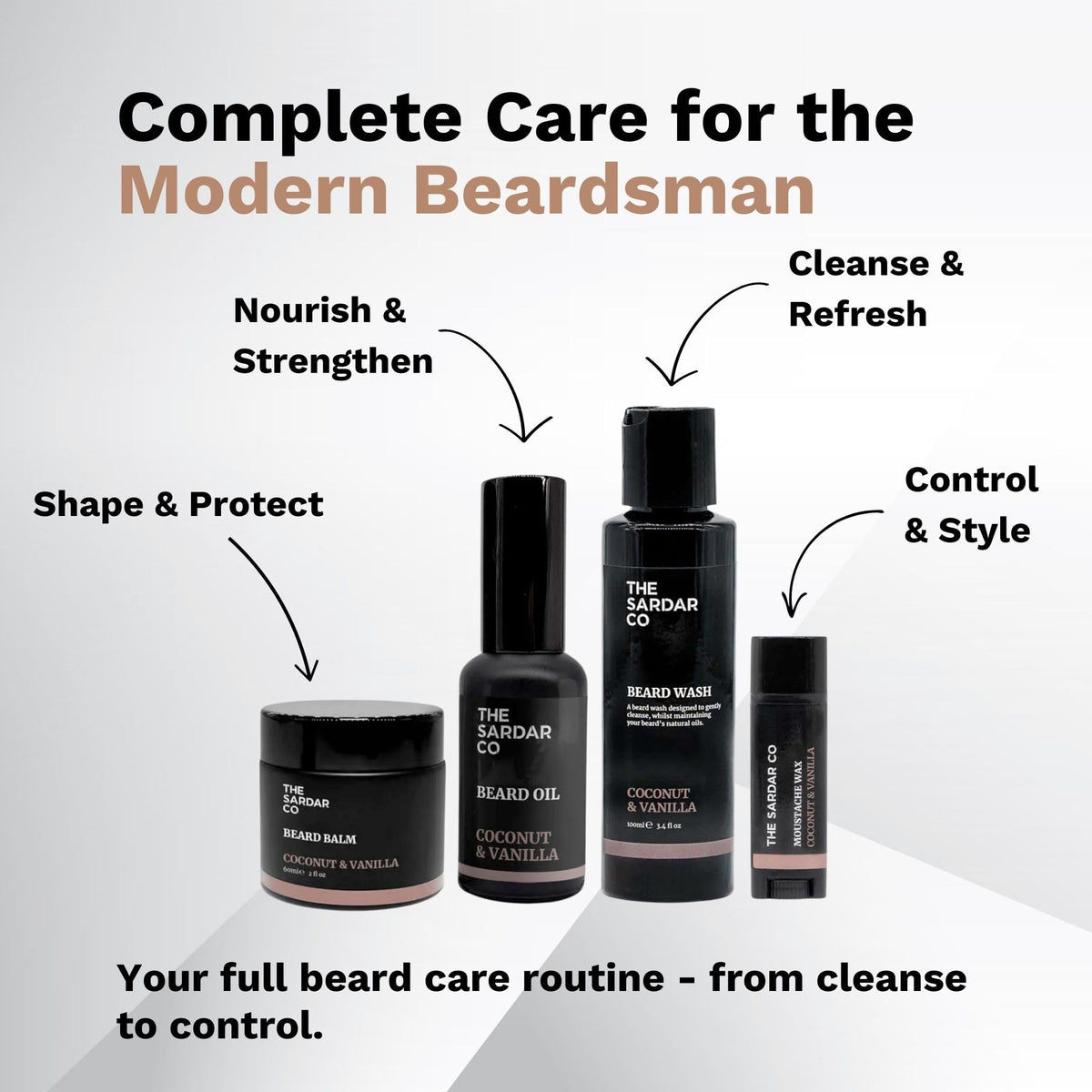 The Sardar Co THE SARDAR CO Coconut & Vanilla Beard Oil – Deep Hydration & Conditioning – Organic Argan & Jojoba for Growth, Softness & Nourishment – Lightweight, Non-Greasy Formula – 30ml
