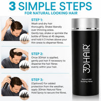 3D Hair Fibres | Hair Powder for Thinning Hair 10g Bottle | Makes Thin Hair Look Thicker in Seconds | Hair Loss Concealer For Women & Men (Dark Brown)