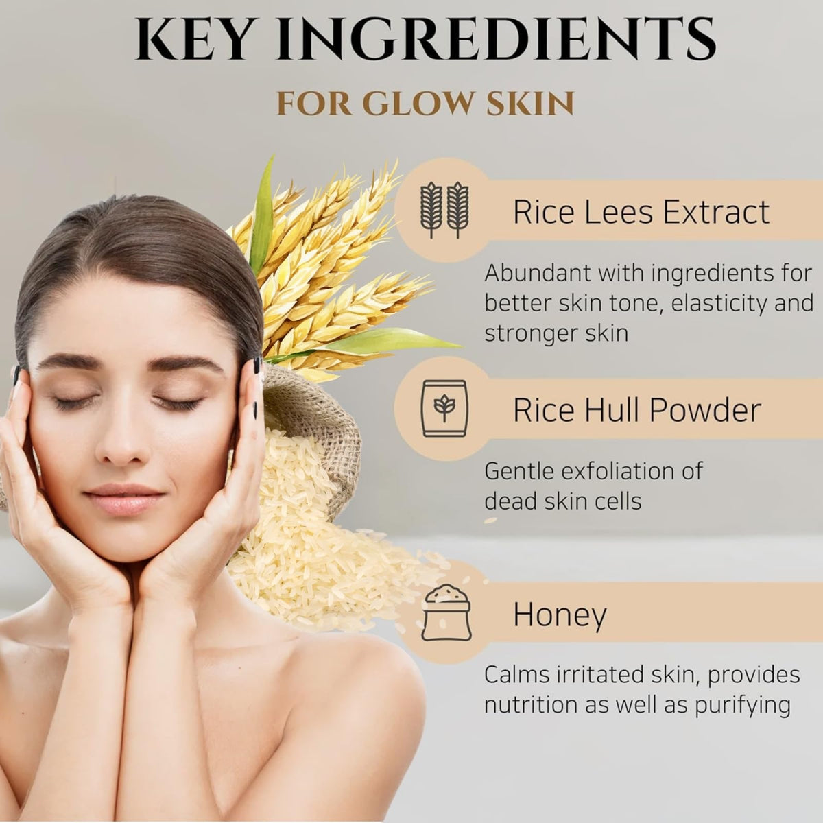 Cureluxe Ground Rice and Honey Glow Mask – Rice Mud Mask - Glass Skin Mask for Women – Face Masks Skincare with Rice Extract – Hydrating Face Mask - Gentle Exfoliation & Antioxidant Boost – 120g